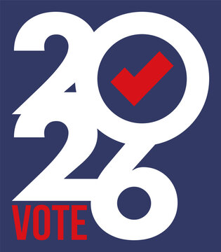 US Midterm Elections 2026. Vote 2026. Vote day. US Election. American flag Patriotic poster. Web banner. Vector illustration