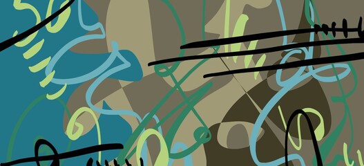 Abstract image for printing. Picture for modern interiors. The picture is painted by hand on a tablet. © neurostructure