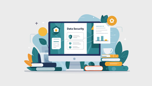 Data security and computer system protection illustration concept.