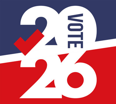 US Midterm Elections 2026. Vote 2026. Vote day. US Election. American flag Patriotic poster. Web banner. Vector illustration