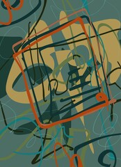 Abstract image for printing. Picture for modern interiors. The picture is painted by hand on a tablet. © neurostructure