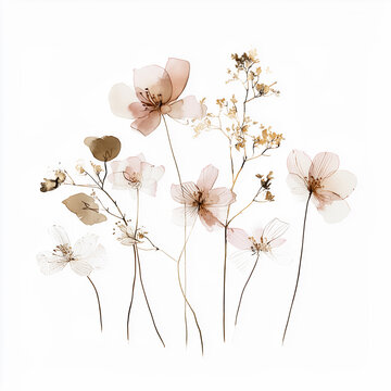 Delicate watercolor botanical digital paper floral background in soft basic beige tones