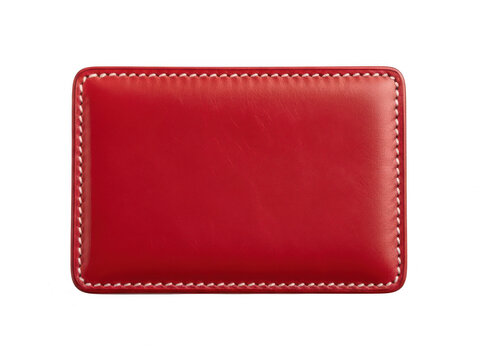 Small red leather wallet for cards or money isolated on transparent background