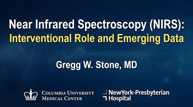 Medical educational slide title about near infrared spectroscopy in cardiology