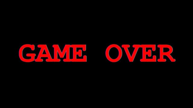 Animated red 'Game Over' message on solid black screen background for gaming themes