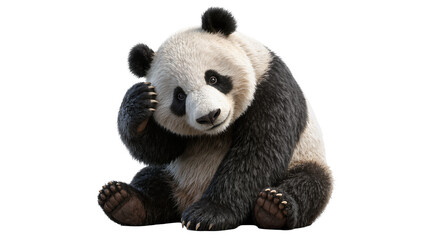 Fluffy giant panda bear with black patches, isolated on transparent background © Nicolae