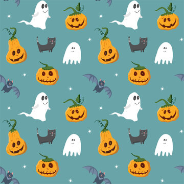 halloween, halloween pattern, seamless pattern, cute halloween, pumpkin pattern, jack o lantern, black cat, halloween cat, ghost pattern, bat pattern, spider web, halloween candy, spooky pattern, cute