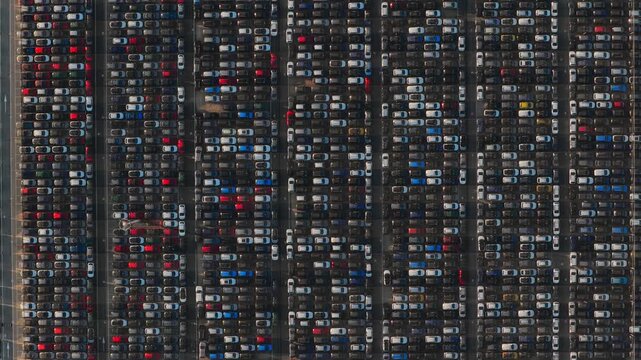 Aerial view of automotive logistics facility in Italy.
