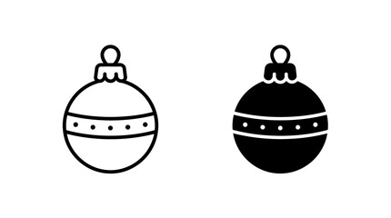 Christmas bauble ornament icons with outline and solid black designs for winter holiday decoration and greeting graphics. © Iqrabatool