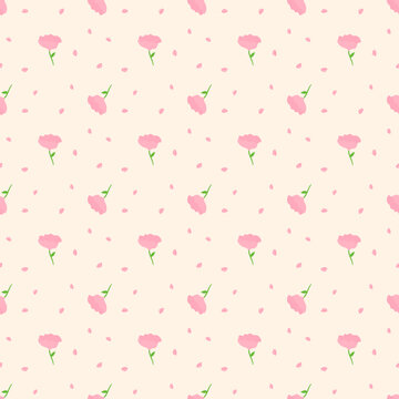 Cute Ditsy Pink Rose Flower Seamless Pattern Background. Elegant Romantic Floral Texture Backdrop for Valentine Day, Wedding Invitation, Textile Fashion, and Gift Wrapping Paper. Vector Illustration