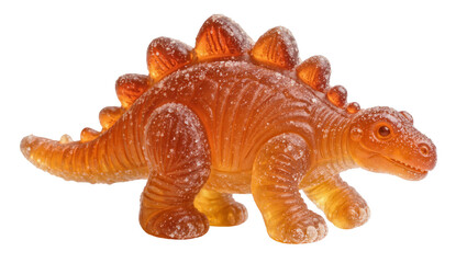 Amber stegosaurus gummy candy with sugar crystals, isolated on transparent background © Mia