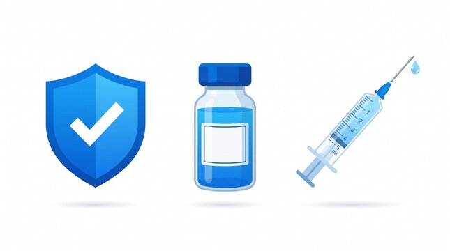 Vaccine safety shield and syringe illustration