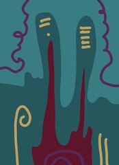 Abstract image for printing. Picture for modern interiors. The picture is painted by hand on a tablet. © neurostructure