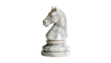 Marble chess knight piece with intricate veining, isolated on transparent background © Mia