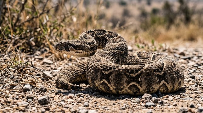 Coiled Puff Adder Snake Venomous Reptile Wildlife Photo