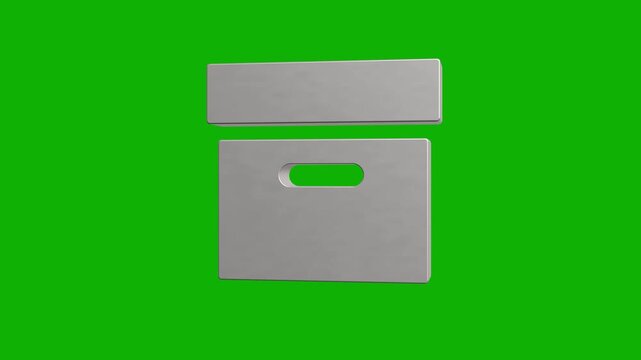 3d animation of a moving archive box isolated on a green screen, rotating motion and looping background.