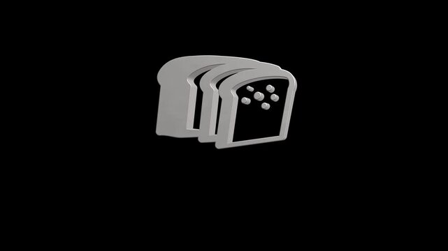 Three slices of bread icon rotates on a dark background in dynamic 3D render animation.