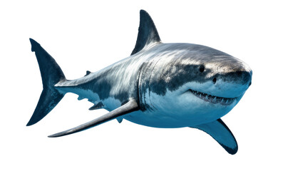 Obraz premium Great white shark swimming, isolated on transparent background