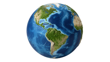 Detailed Earth globe showing continents and oceans, isolated on transparent background © Mia