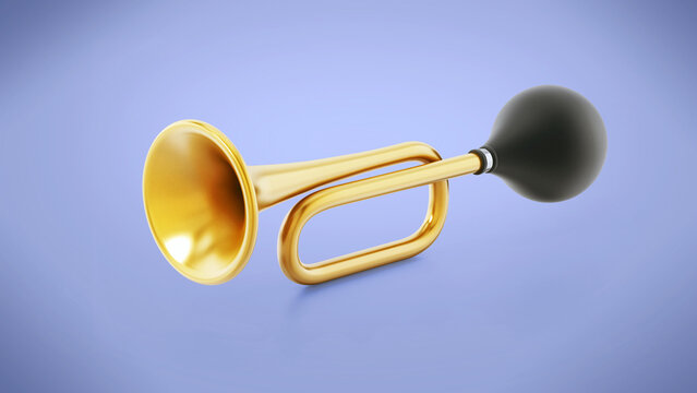 Bicycle horn isolated on purple background. 3D illustration