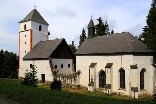 Scenic landmark St. Wolfgang church travel destination in Maribor. Historical St. Bolfenk Church on Pohorje mountain, Maribor, Slovenia
