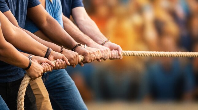 Together, diverse teamwork strength support unity communicate team rope connect partnership , Empower power cooperation background color concept symbolizing the power and strength community