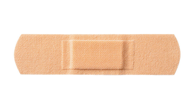 Fabric adhesive bandage with sterile gauze pad, isolated on transparent background