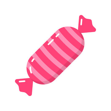 Wrapped Sweet Candy Icon on Transparent Background. Minimalist Sugar Confectionery Symbol for Food Packaging Logo, Halloween Trick or Treat. Vector Illustration