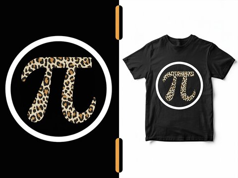 Leopard print pi symbol on black t-shirt mockup animal pattern