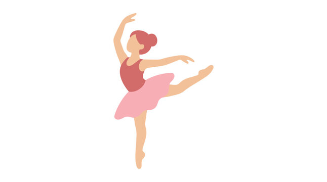 Ballerina in a pink tutu performs a graceful dance pose vector illustration