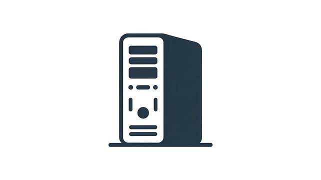Black computer tower icon for desktop pc
