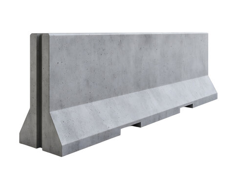 Gray concrete barrier stands against white background.