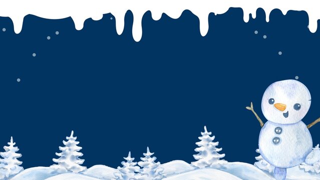 Blue White Illustrative Merry Christmas Background