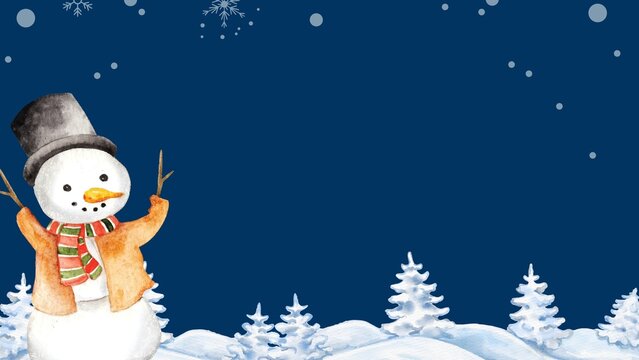 Blue White Illustrative Merry Christmas Background