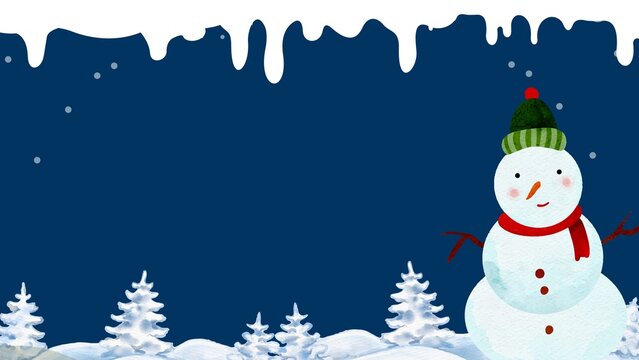 Blue White Illustrative Merry Christmas Background