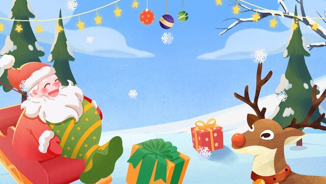 Blue Illustrative Christmas Background