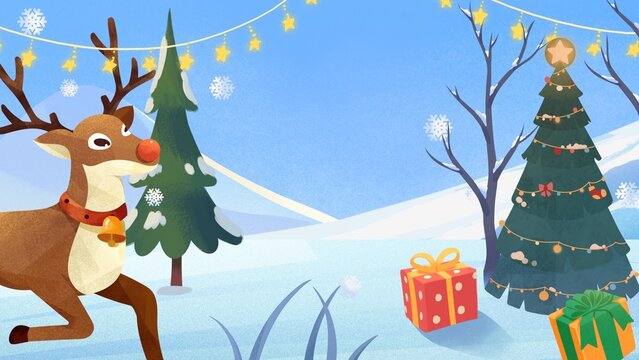 Blue Illustrative Christmas Background