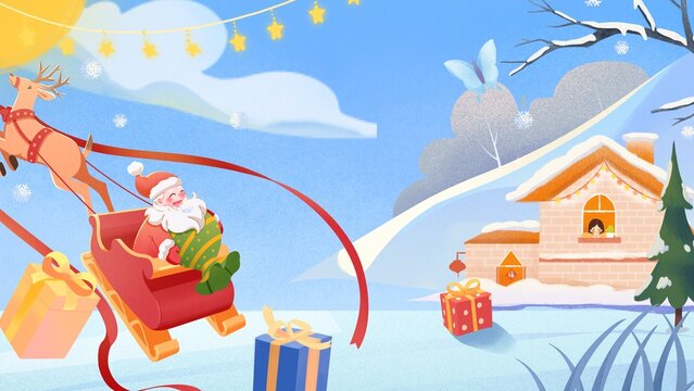 Blue Illustrative Christmas Background