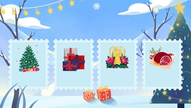 Blue Illustrative Christmas Background