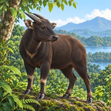 Lowland Anoa Bubalus Depressicornis Endemic Dwarf Buffalo of Sulawesi Indonesia