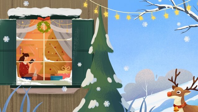 Blue Illustrative Christmas Background