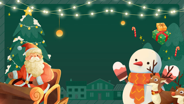 Green Illustrative Merry Christmas Background