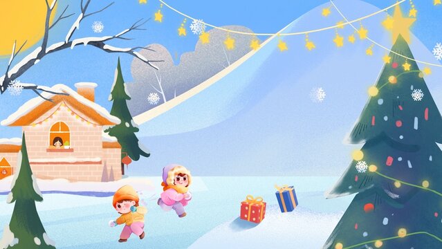 Blue Illustrative Christmas Background