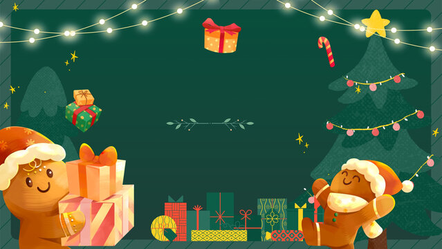 Green Illustrative Merry Christmas Background