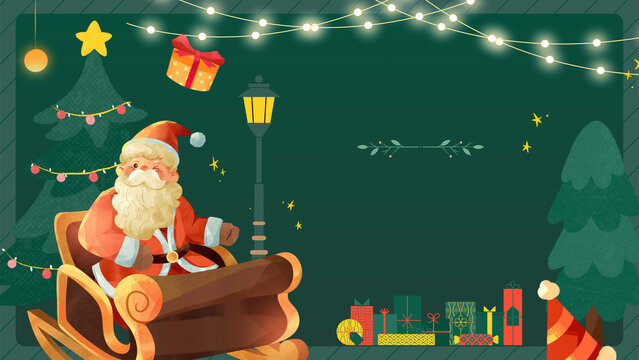 Green Illustrative Merry Christmas Background