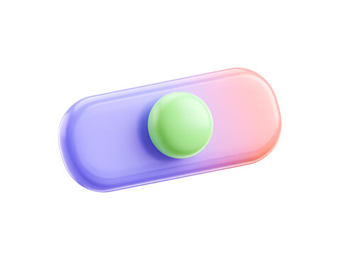 Pastel-colored capsule with green sphere center.