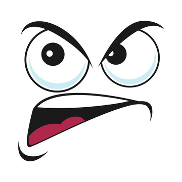 Angry Cartoon Face Expression with Brows Frowning Isolated on White Background PNG Transparent File