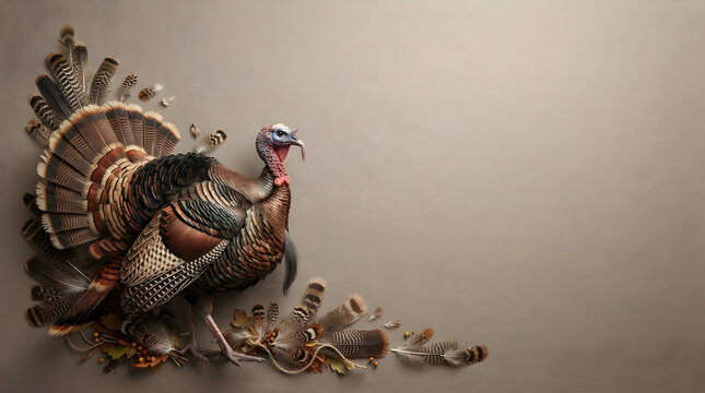 Rustic Thanksgiving Turkey with Autumn Leaves