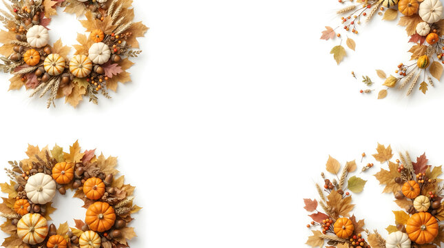 Autumn Floral Corner Set with Pumpkins and Leaves
