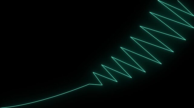 Abstract glowing cyan neon zigzag pulse beam motion graphic 4k video with 25 fps